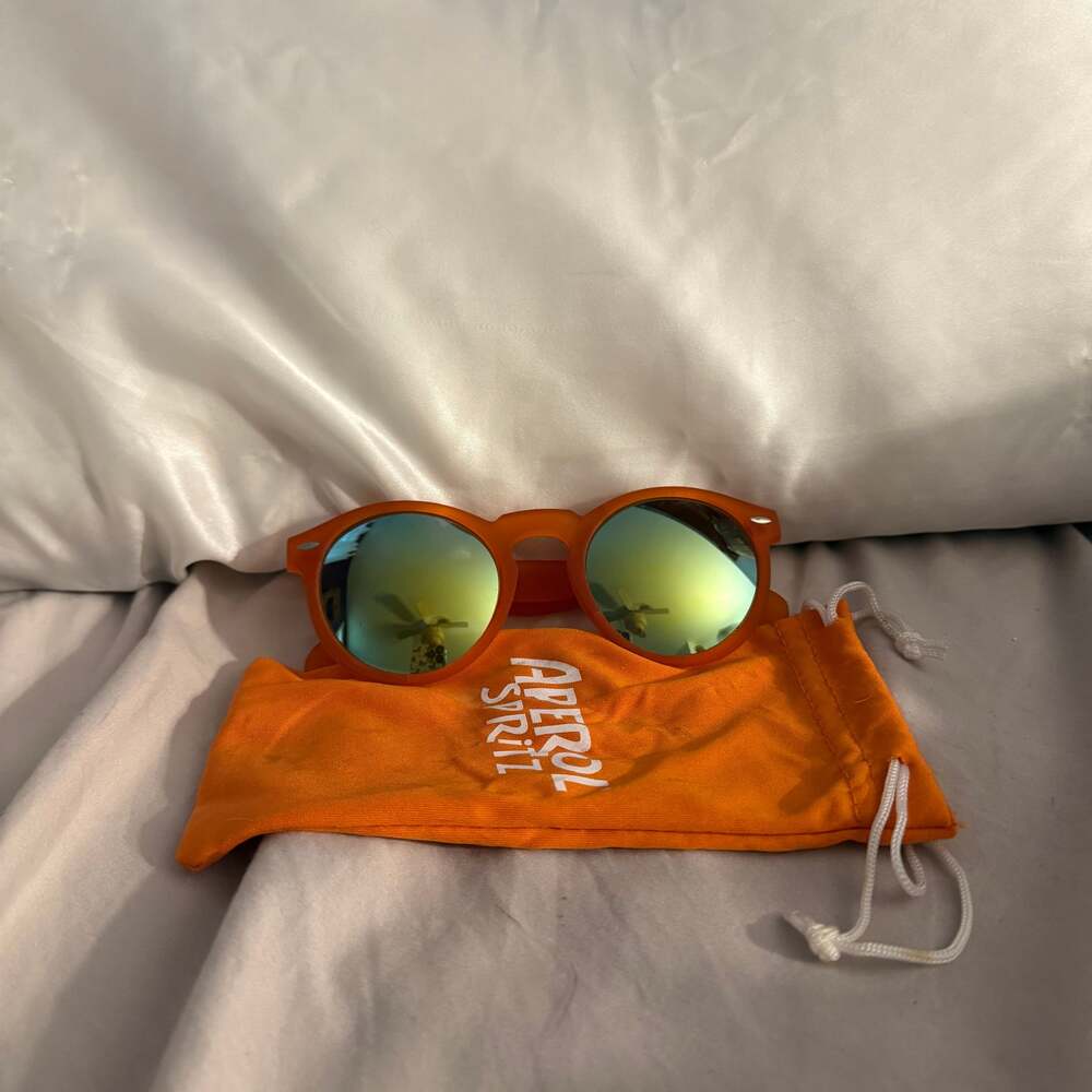 Orange Mirrored Round Women's Sunglasses